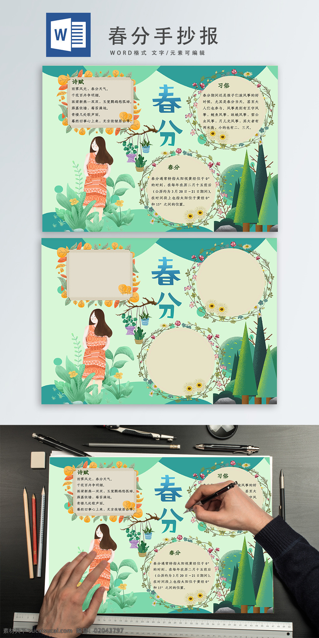 精选 二十四节气 春 分手 抄报 春分 手抄报 小清新