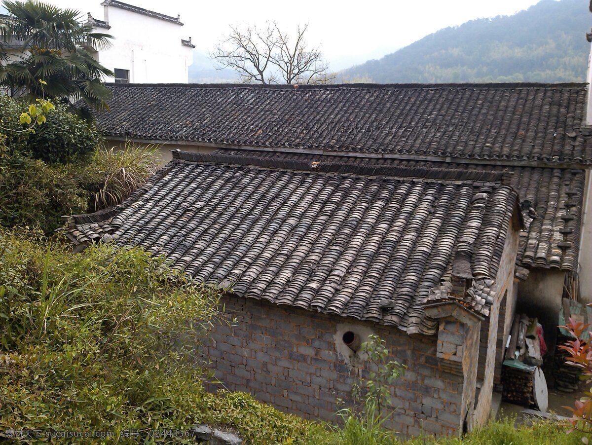 青瓦小屋 青瓦 瓦屋 徽式建筑 宏村 村落 建筑景观 自然景观 黑色