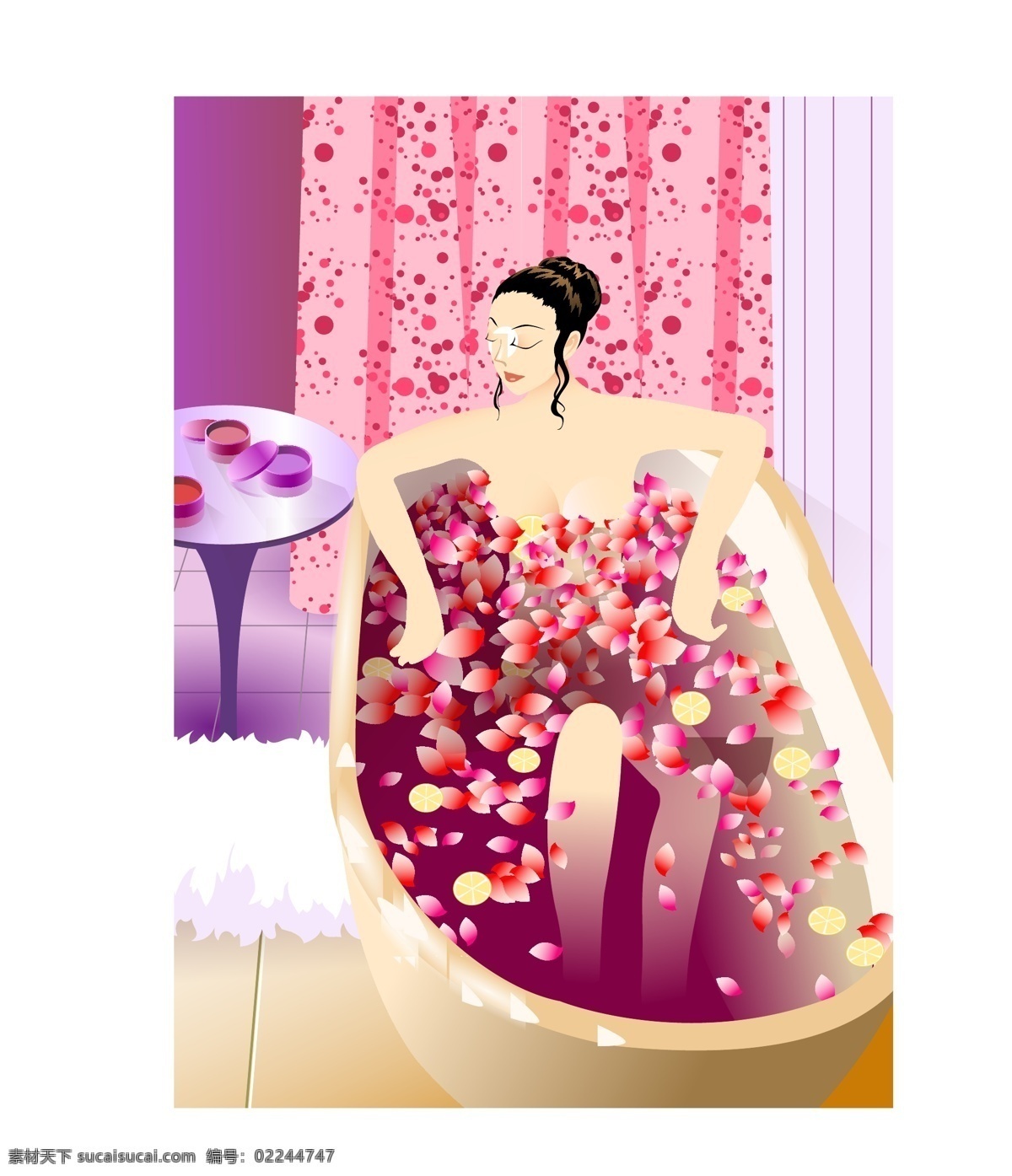 美女 沐浴 spa 地板 健身 美女沐浴 沐足 桑拿 水疗 矢量图 矢量人物