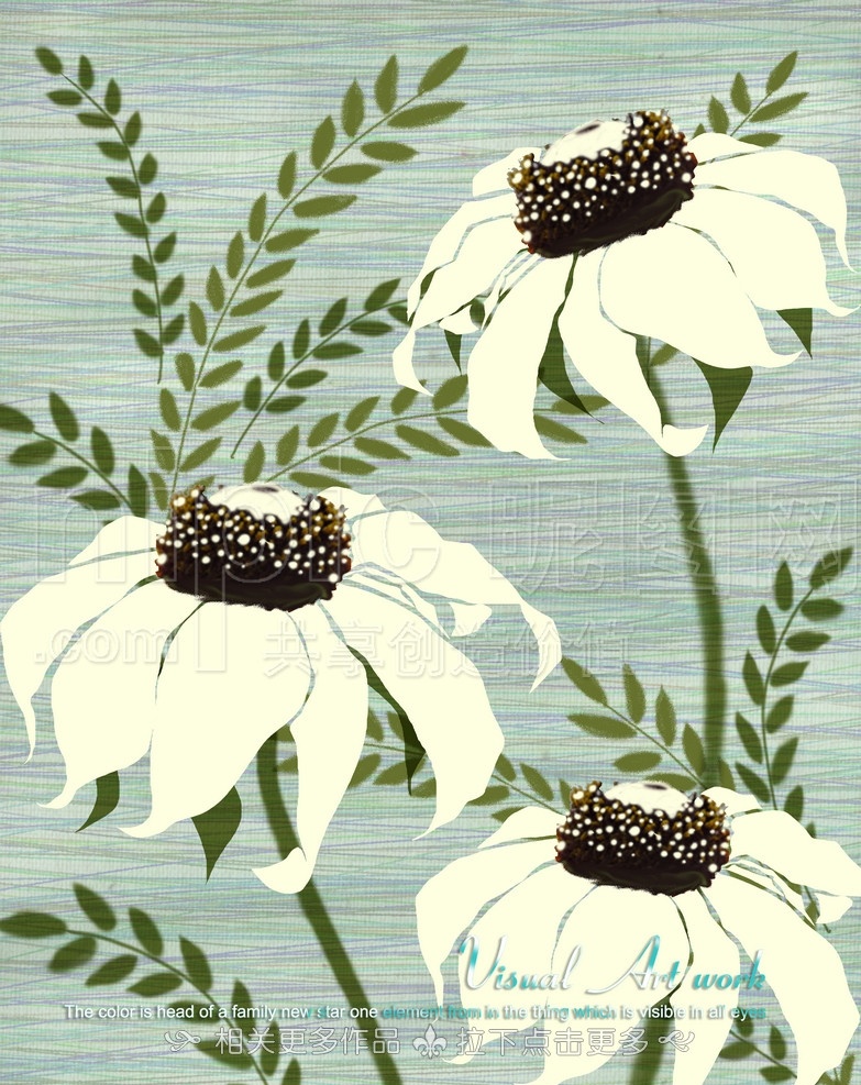 手绘花卉 手绘花朵 手绘植物 白描画 白描 手绘卡通花卉 分层 源文件
