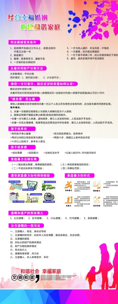 妇联展架 展架 宣传 和谐社会 文明 幸福 家暴 遗产 离婚 孩子抚养权 x展板 展板模板
