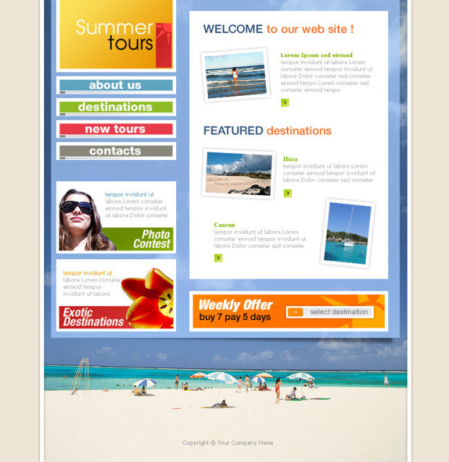 夏天 旅游 网页 模板 psd源文件 旅游网站 网页素材 网页模板
