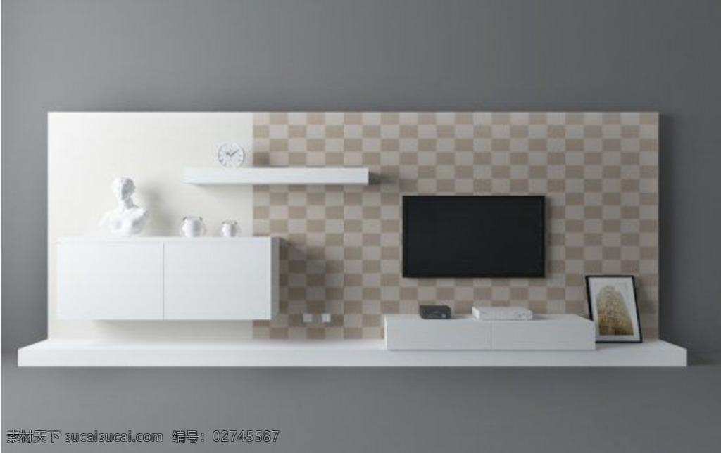 简约 现代 原创 3d 电视墙 隔断柜 3d设计