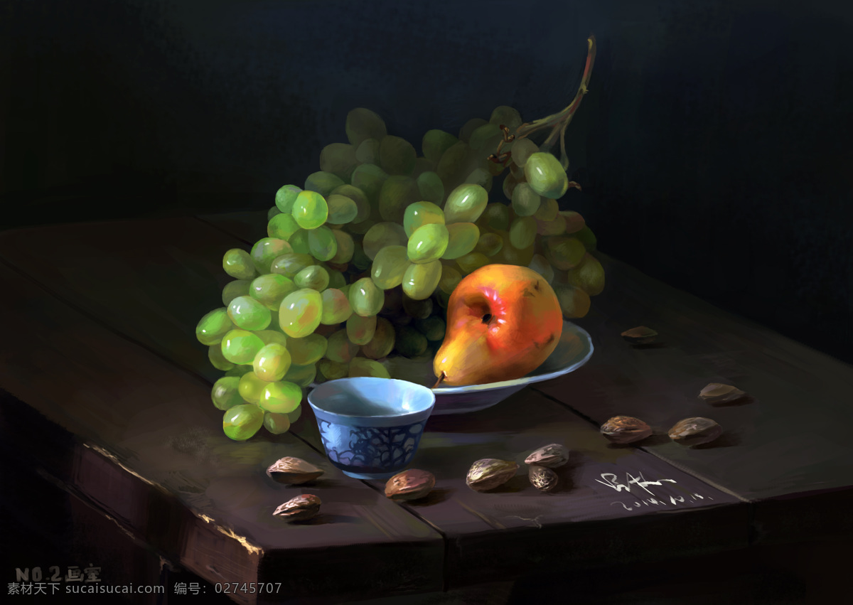 水果静物绘画 葡萄 鼠绘 数字绘画 绘画 静物 盘子 杯子 坚果 苹果梨 桌子绘画 葡萄鼠绘 葡萄数字绘画 静物鼠绘 静物绘画 文化艺术 绘画书法
