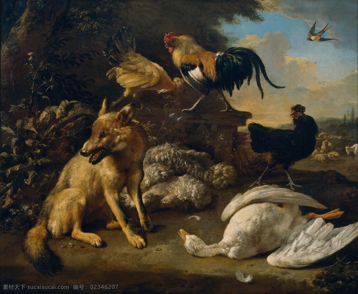 静物 植物 动物 食物 家禽 水果 印象派 写实主义 油画 装饰画 animales con bodegon melchior hondecoeter 无 框 画 装饰素材