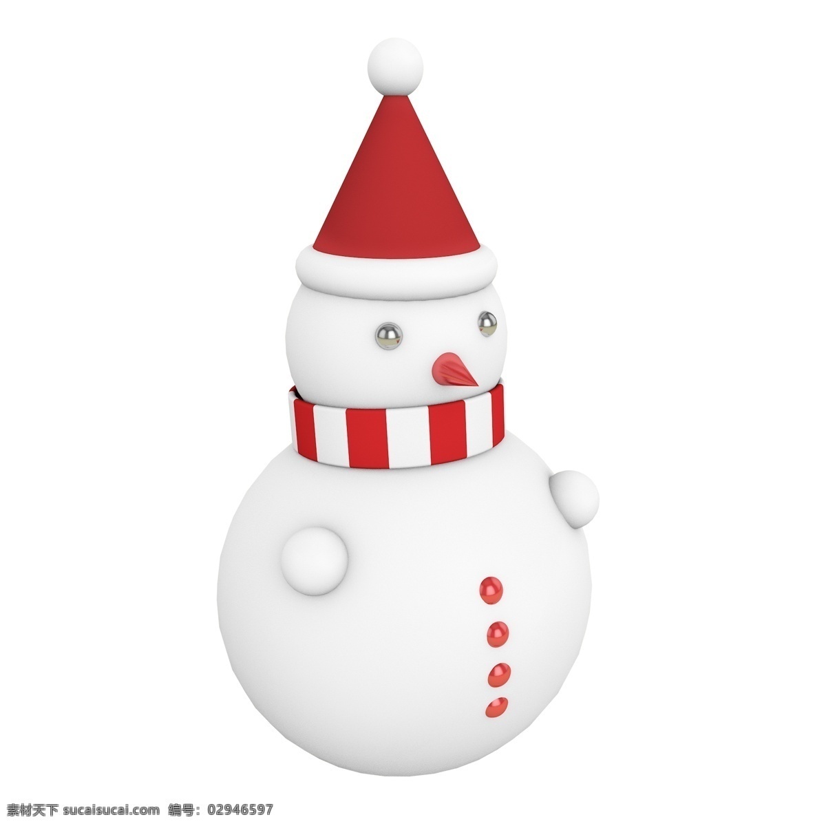 c4d3d 冬季 雪人 红色圣诞帽 红色角锥鼻子 可爱 卖萌 圣诞节日 喜庆活动 装饰 红白 围巾 模型 可编辑