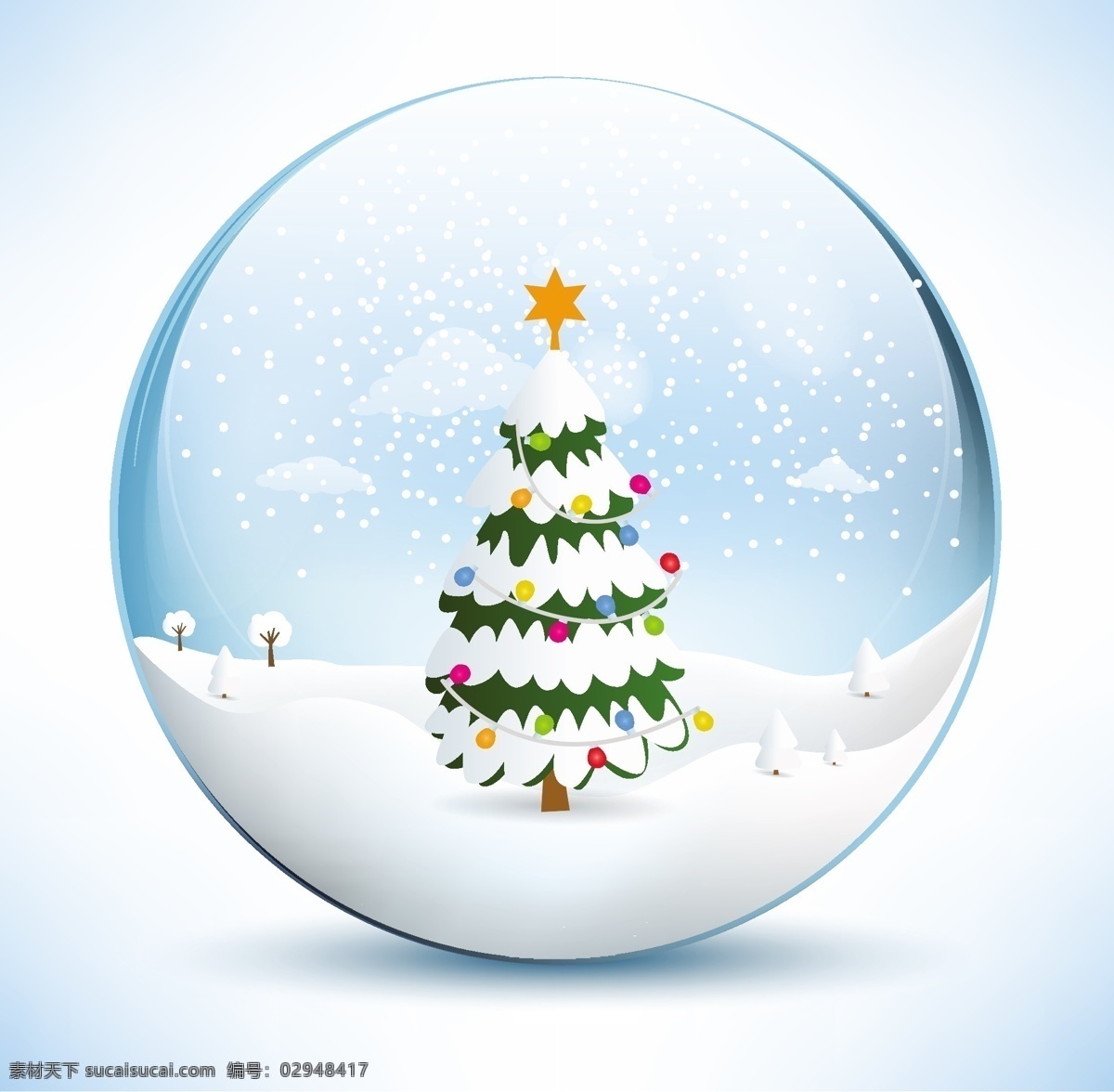 冬季 圣诞 水晶球 矢量