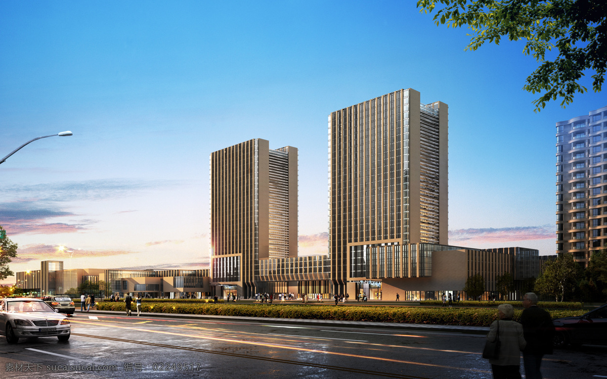 玻璃幕墙 草坪 大楼 大厦 房地产 购物 环境设计 建筑设计 商务大楼 五星级写字楼 写字楼 商务大厦 汽车 人 树 写字楼效果 路灯 蓝天 家居装饰素材
