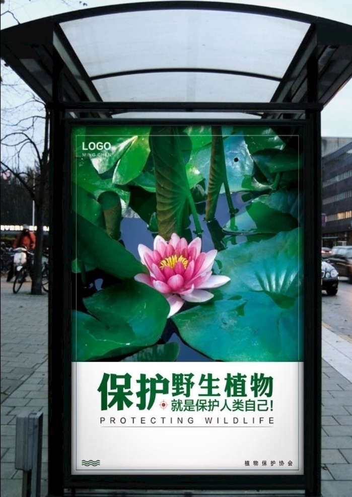 工艺海报 保护植物 荷花 公益 海报 招贴 招贴设计