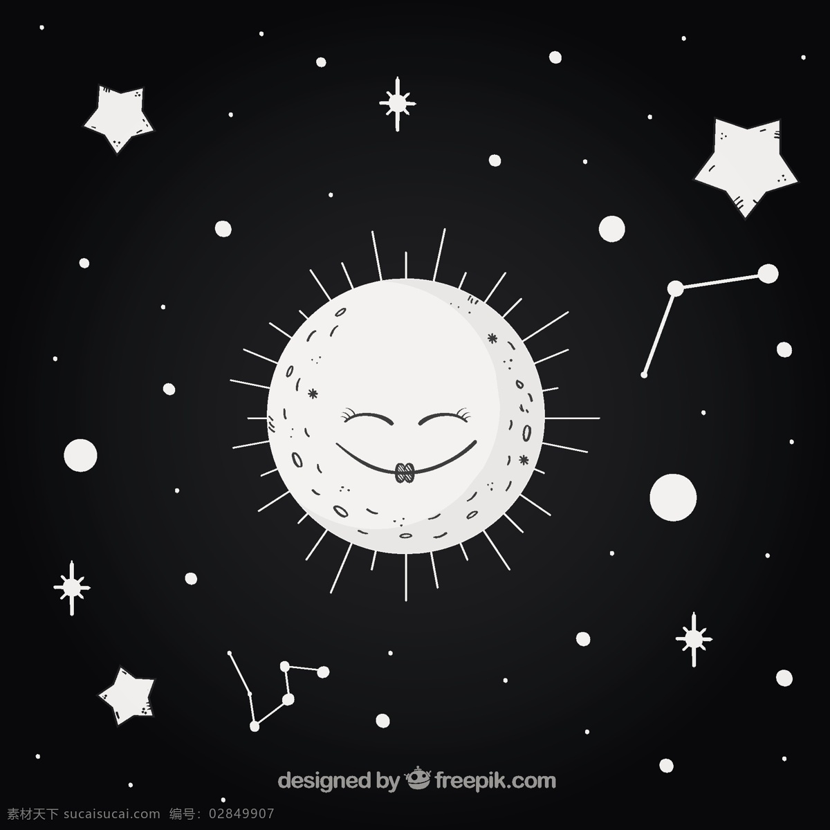可爱 月亮 星星 黑色 背景 可爱的 黑色背景