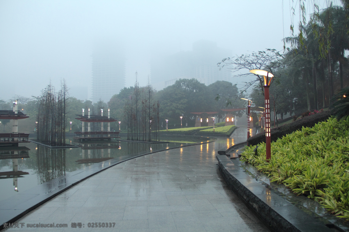 风景 公园 公园风景 湖 湖水 建筑园林 路灯 千 灯 一角 千灯湖公园 自然风景 树木 公园一角 园林建筑 家居装饰素材 灯饰素材