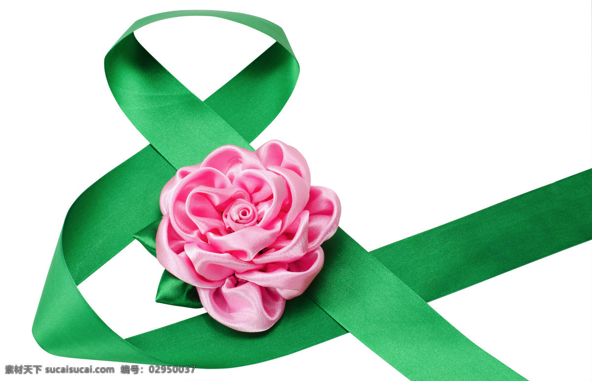 绿色 丝带 粉色 花朵 节日庆典 生活百科