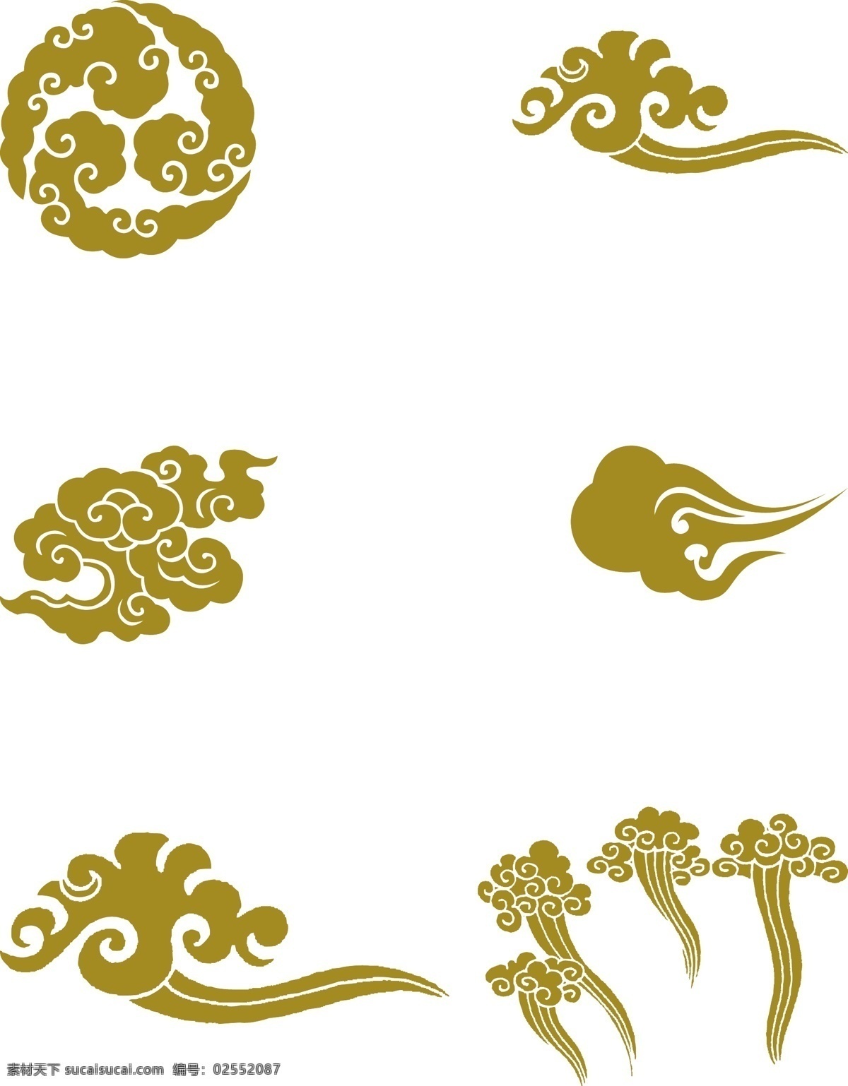 六 款 中国 祥云 矢量 矢量素材 云素材 金色云 中国风