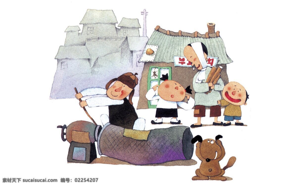 童年 记忆 城堡 大人 房子 孩童 小狗 游戏 下大雪的冬天 卡通 动漫 可爱