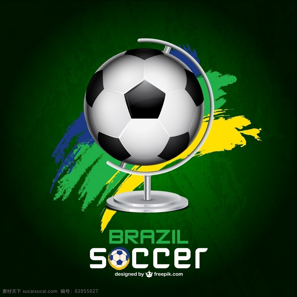 用一个足球球 背景 海报 足球 运动 绿色 模板 地球 绿色背景 壁纸 布局 游戏 杯 球 黄 巴西 黑色