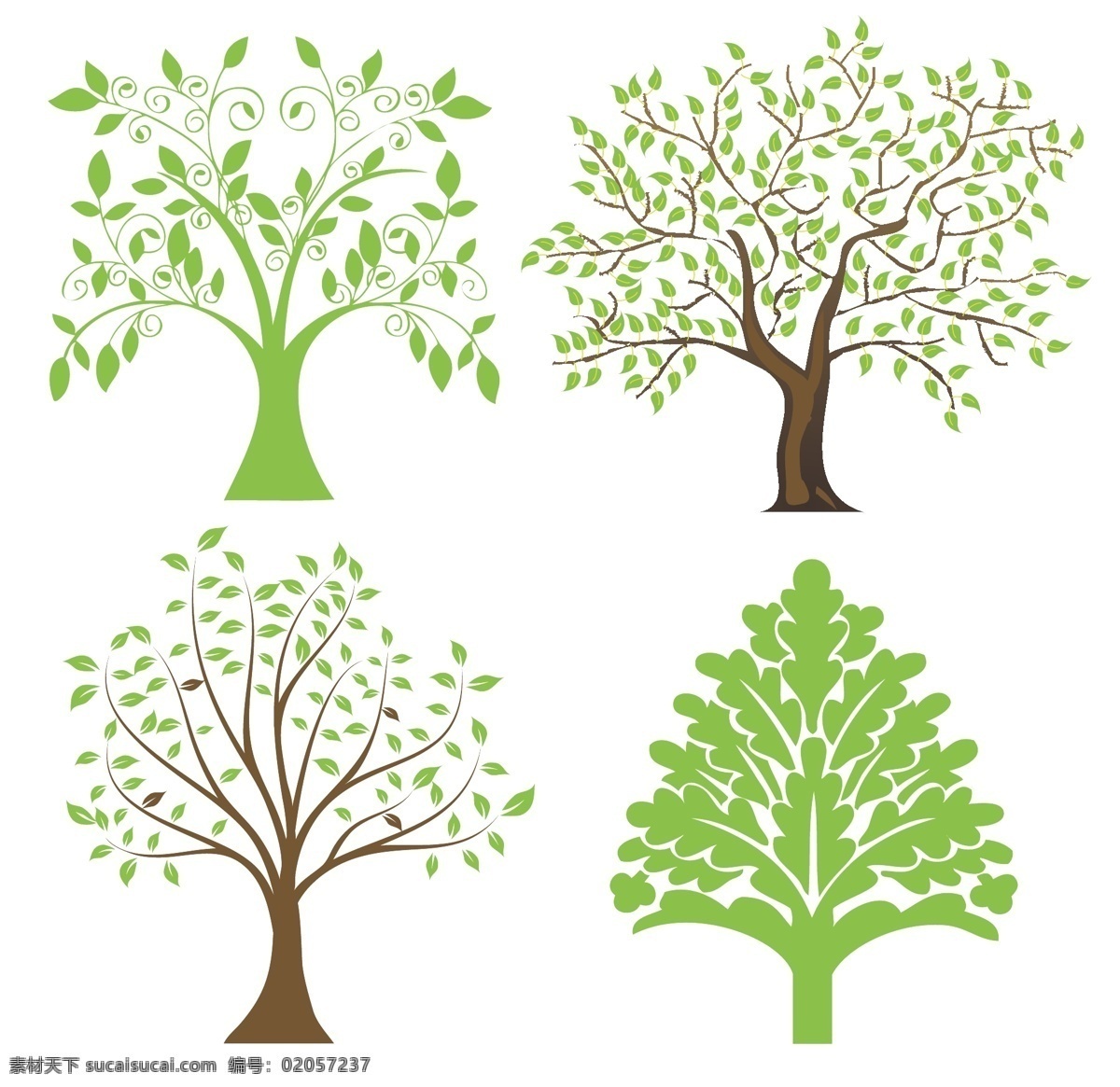 绿色 树 装饰树 矢量树 卡通树 剪贴树 自然景观 建筑园林