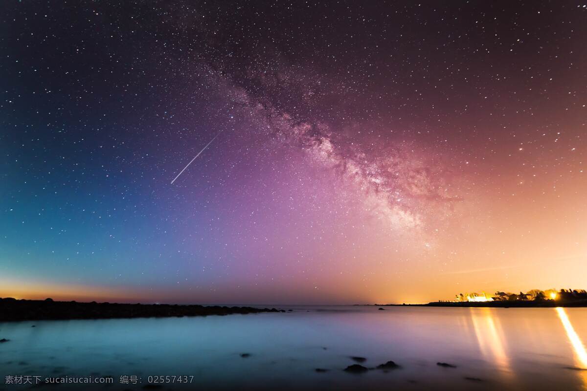 星空图 好看 星空 流星 五彩 黄昏 自然景观 自然风景