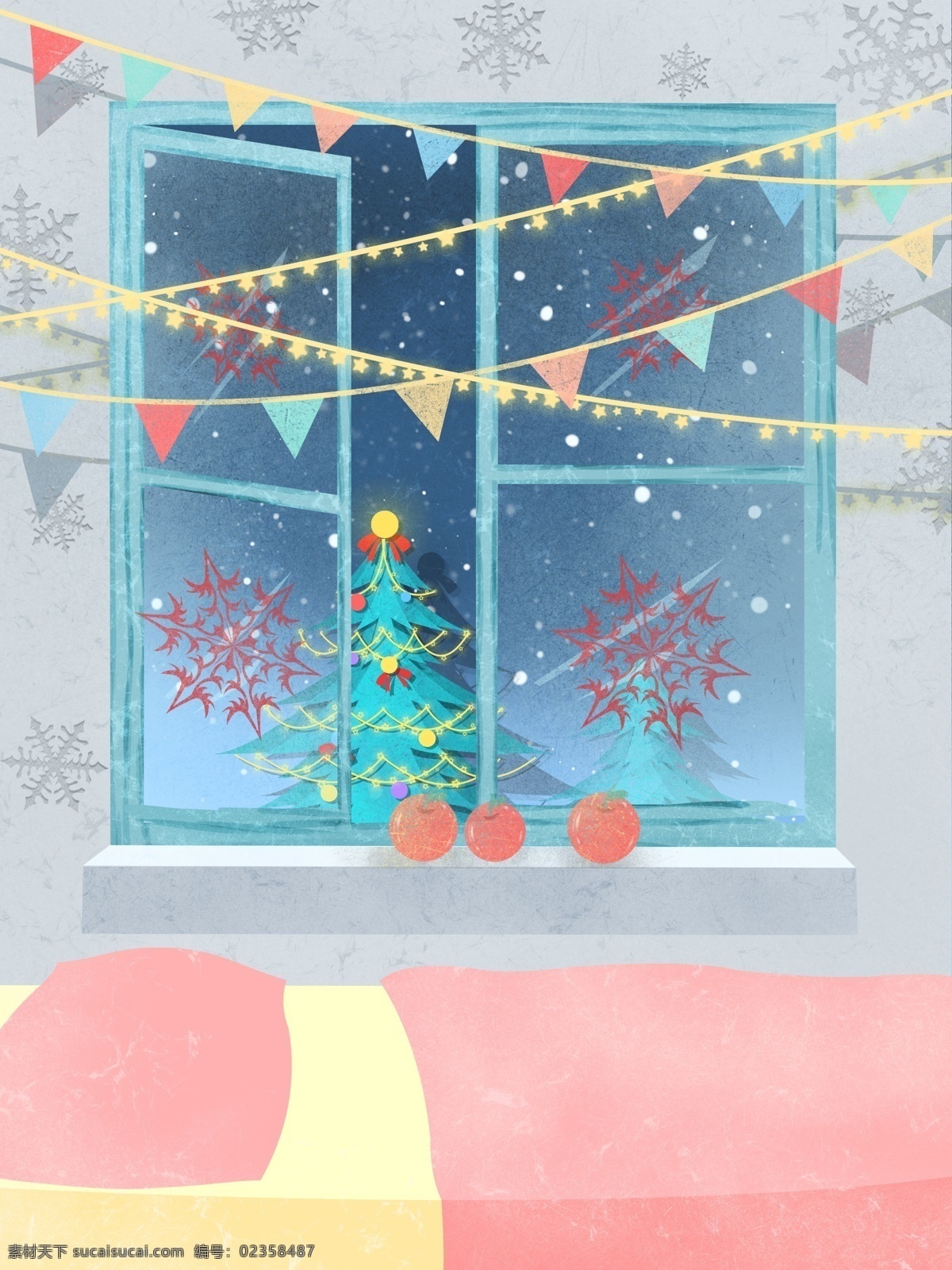 梦幻 雪花 圣诞 宣传 展板 背景 圣诞树 圣诞节 圣诞素材 窗户 星空背景 广告背景