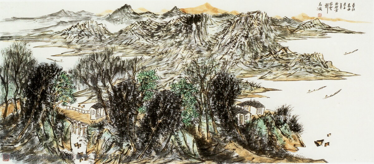 春江晨曲 国画 中国画 山水画 写意画 书法 大师作品 风景画 写意 山 水 树 水墨画 绘画书法 文化艺术