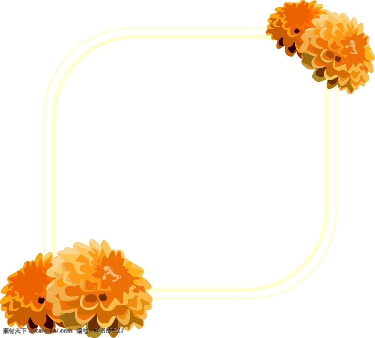 不规则 黄色 花卉 海报 边框 彩色 装饰 平面设计 原创 透明底 免抠 节日 海报装饰 清新 通用 标题框 海报边框