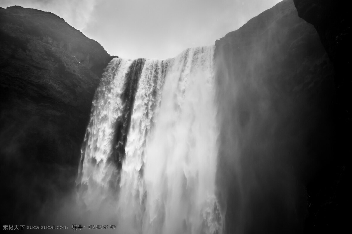 黑白 瀑布 风景图片 黑白瀑布 大瀑布 流水 水流