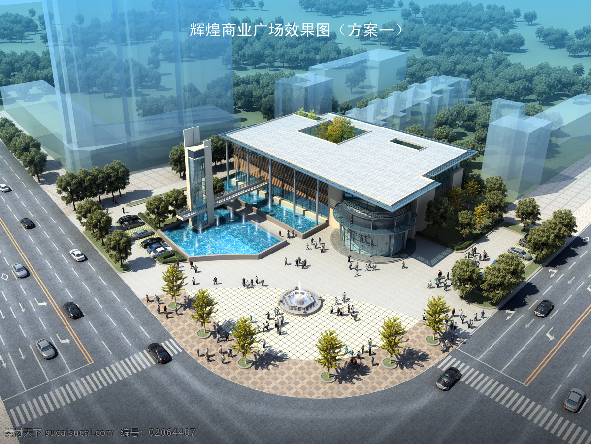 广场效果图 广场 效果图 原创 建筑设计 环境设计 灰色