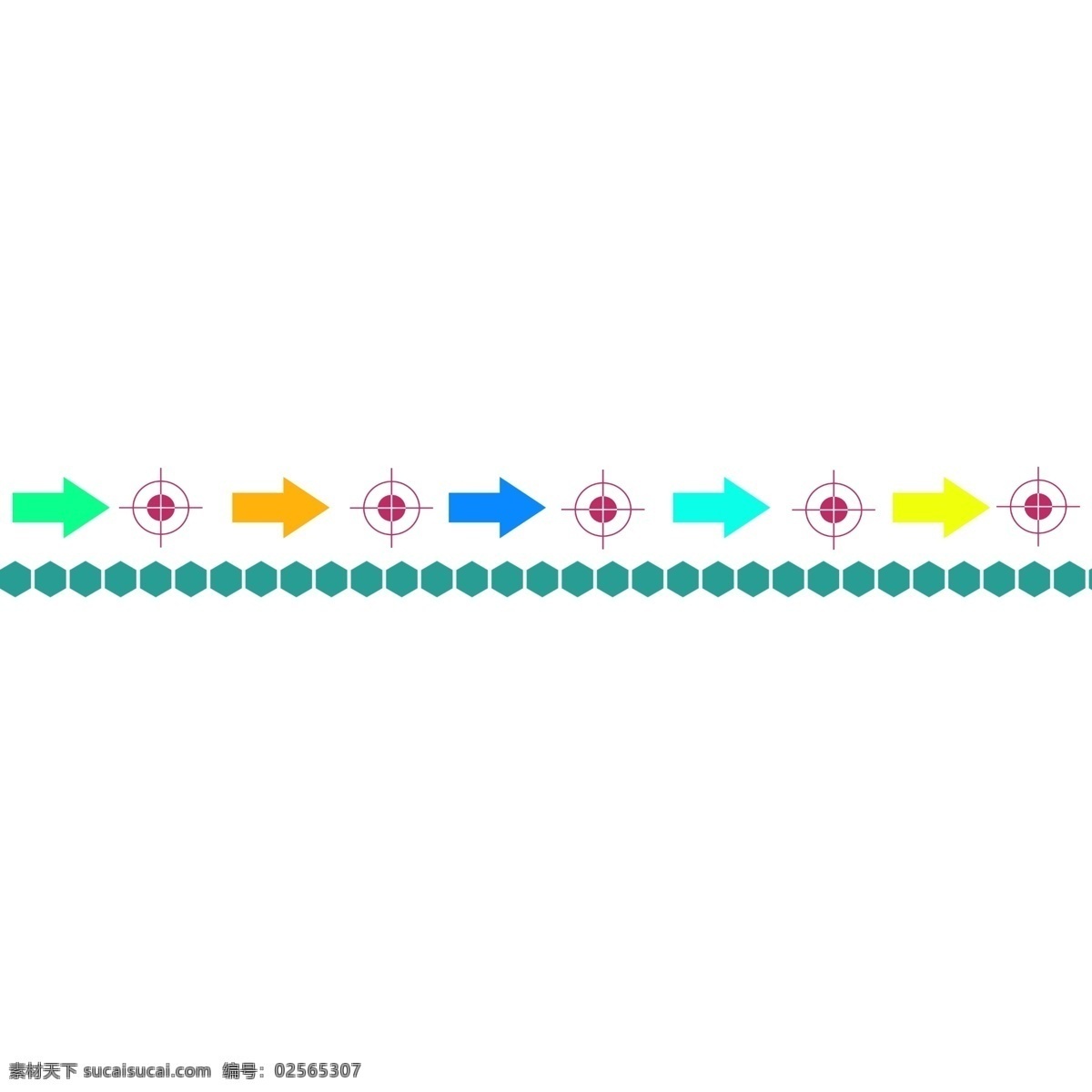 卡通 箭头 分割线 插图 绿色 黄色 蓝色 深绿色 直线 十字 圆点