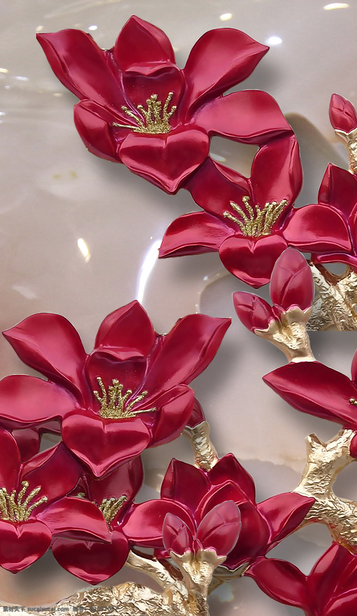红色妖姬花 妖姬 玻璃 背景 3d 花纹 红色 花 文化艺术 传统文化