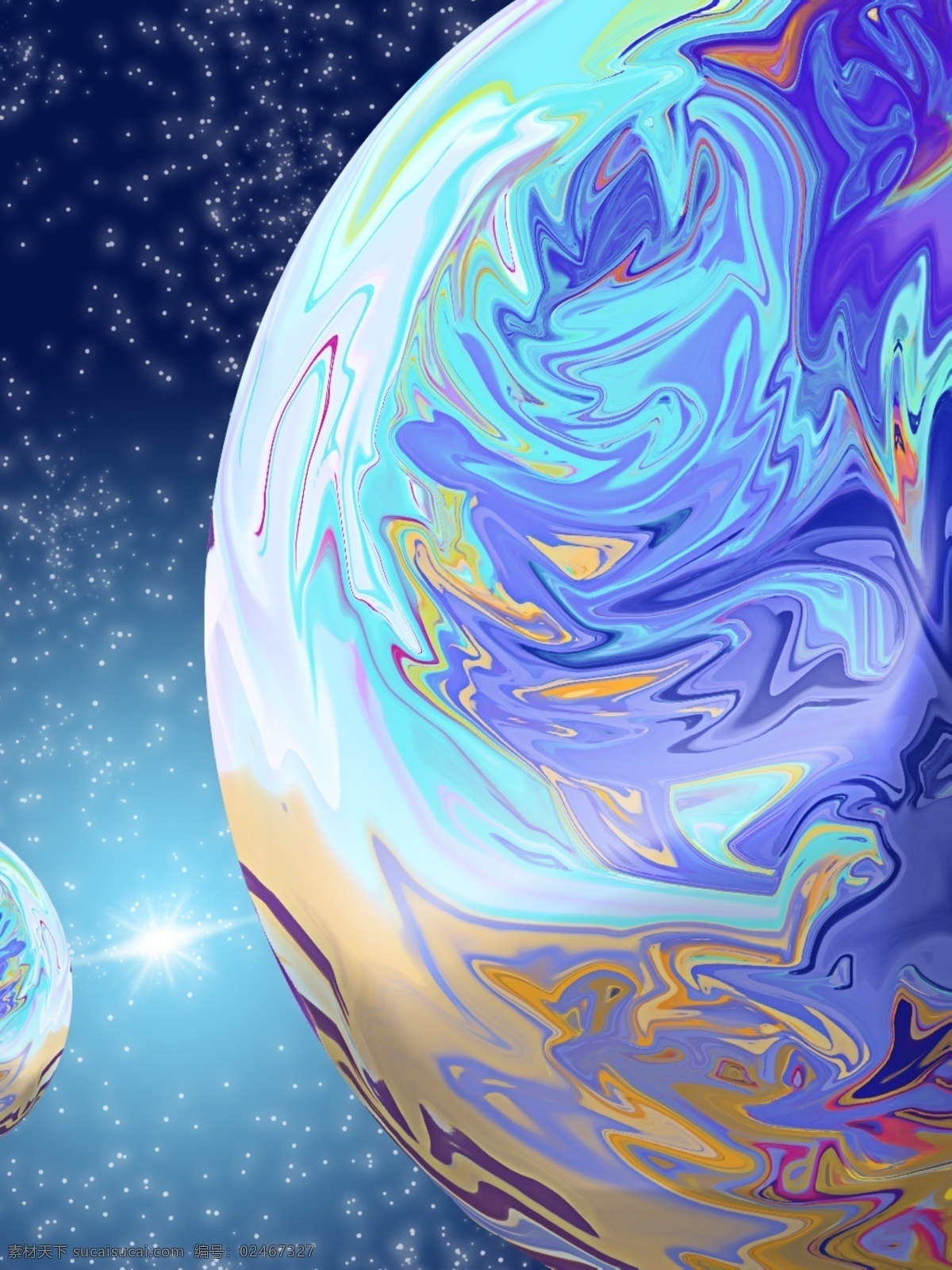 全 原创 母子 星 油漆 风格 h5 背景 星系 时光穿梭 星空 蓝色 小清新 油漆风格 母子星球