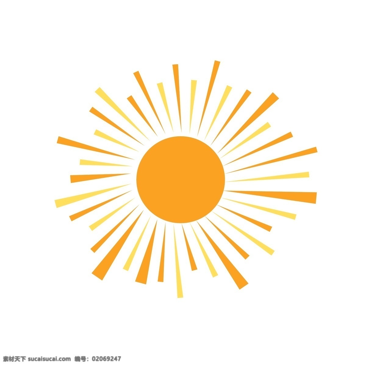 夏日 沙滩 太阳 元素 黄色 卡通
