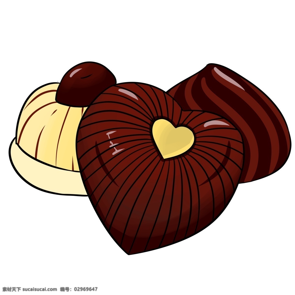 卡通 爱心 巧克力 插画 卡通巧克力 情人节巧克力 食物 美味 红棕色巧克力 美味的巧克力