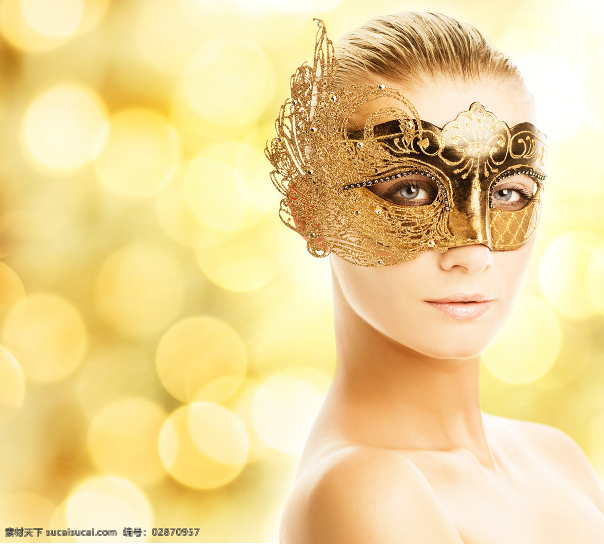 戴 金色 面具 漂亮女人 戴着金色 人物 星光 美女图片 人物图片