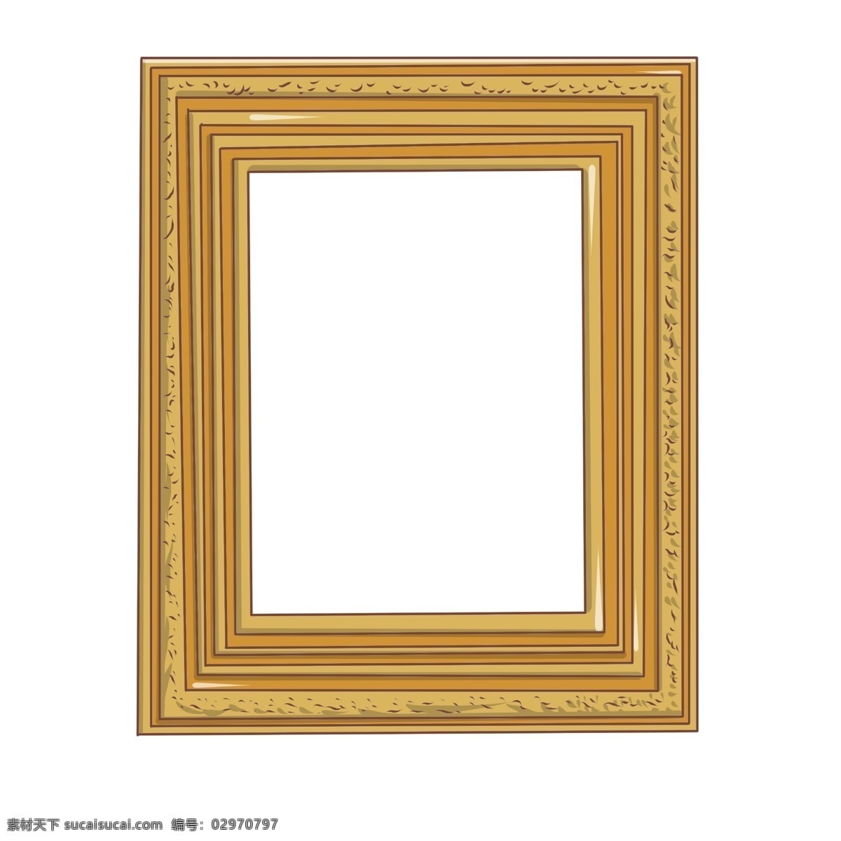长方形 相框 手绘 插画 长方形相框 金色的相框 漂亮的相框 精美相框 立体相框 相框装饰 相框边框