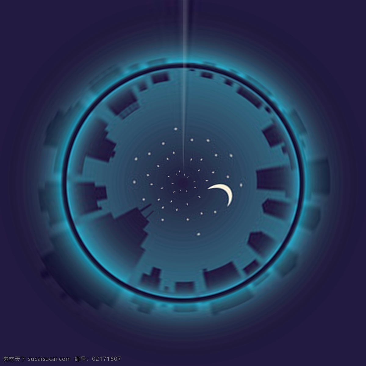 星夜 城市 蓝色 背景 星空 3d 创意 浪漫 夜晚