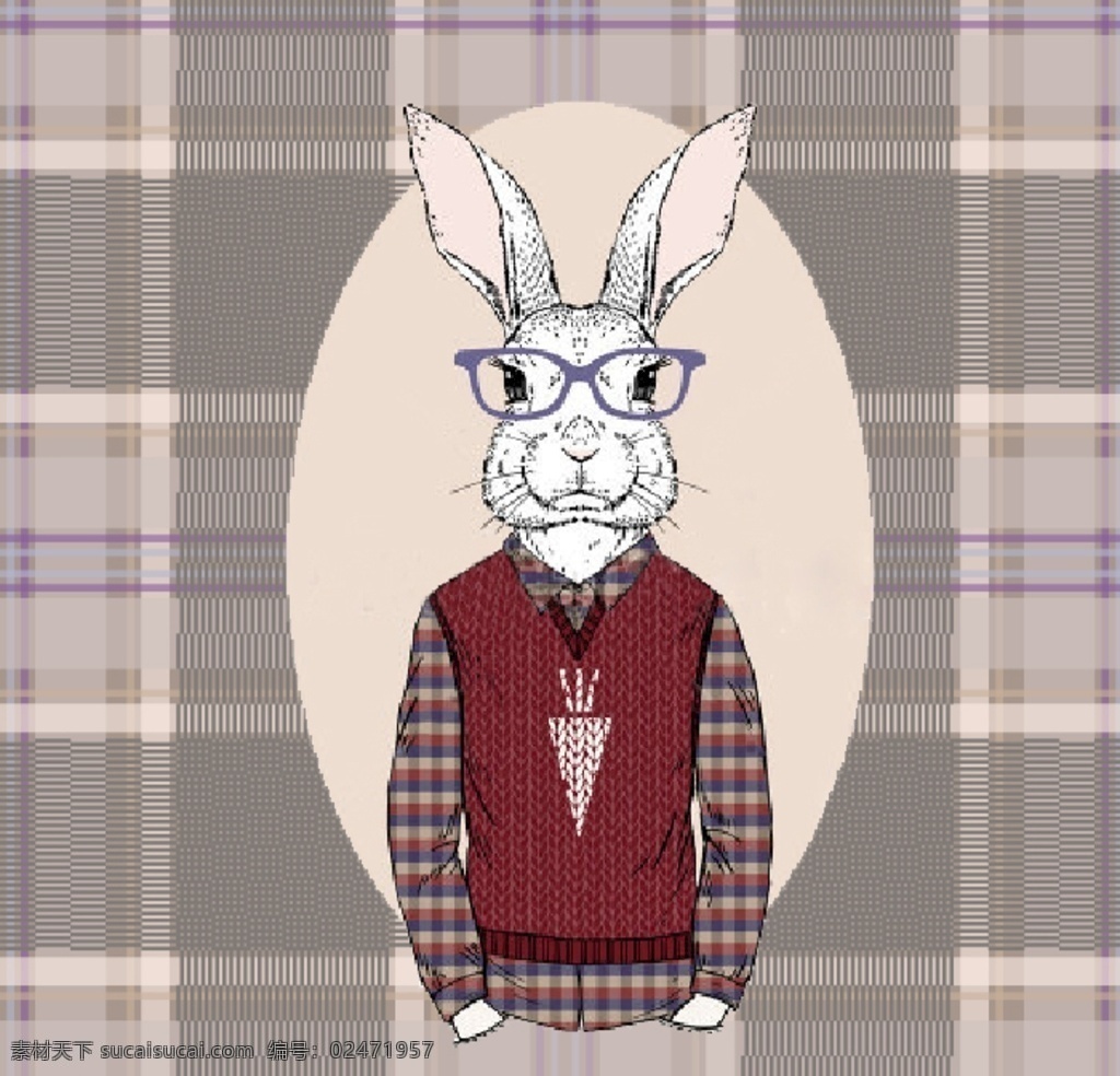 兔先生 眼镜 时尚动物 生肖兔 矢量图 毛衣 衬衫 文静动物男孩 动物 机器人 底纹边框 背景底纹