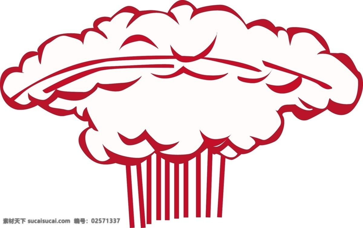 爆炸蘑菇云 爆炸 蘑菇形状 云朵 线条 红色 其他素材 底纹边框