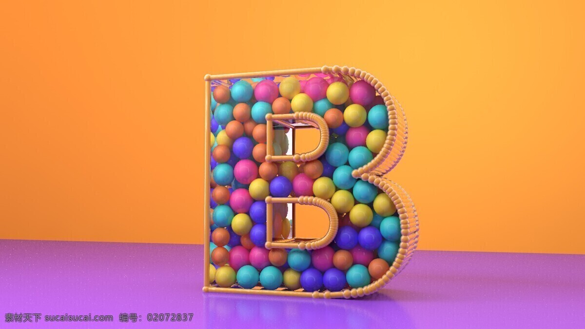 c4d 海报 字体 小球 英文 字 b 型 字母 容器 c4d模型 b形状 英文字体 3d字母模型 字母小球