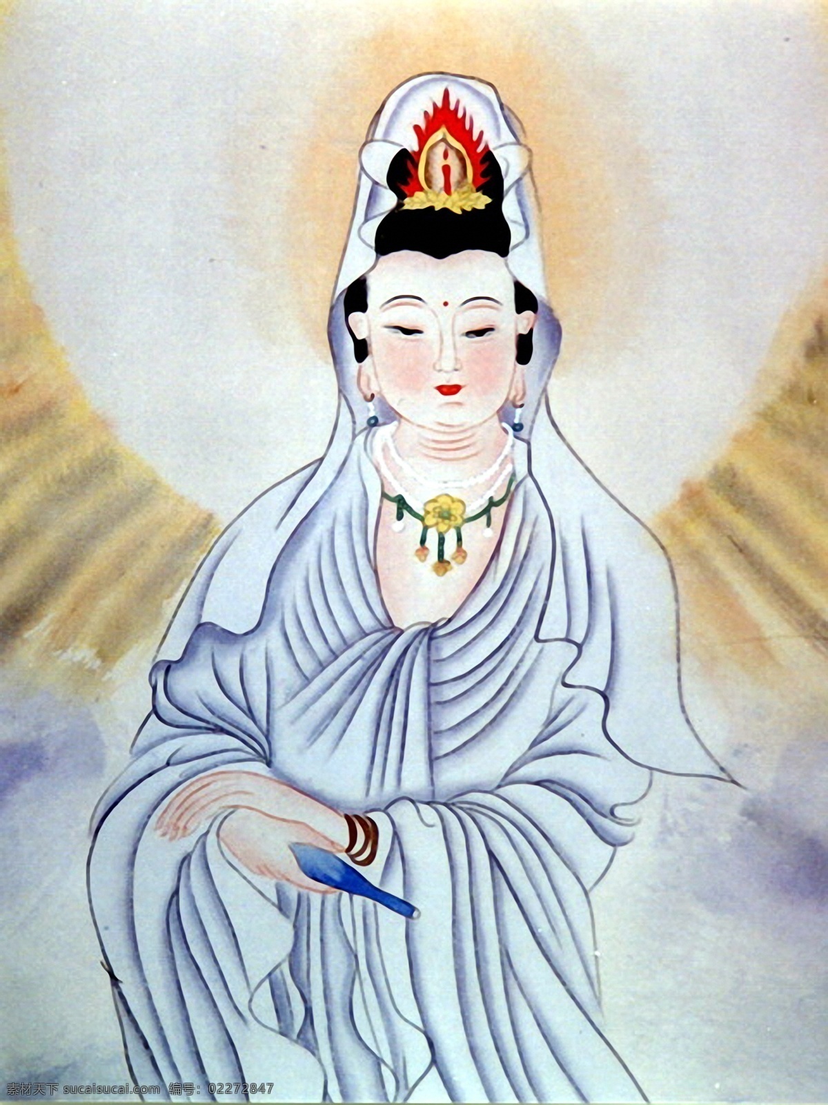 观音佛像 手绘仙佛 佛教文化 设计素材 神仙佛像 中国画篇 书画美术 白色