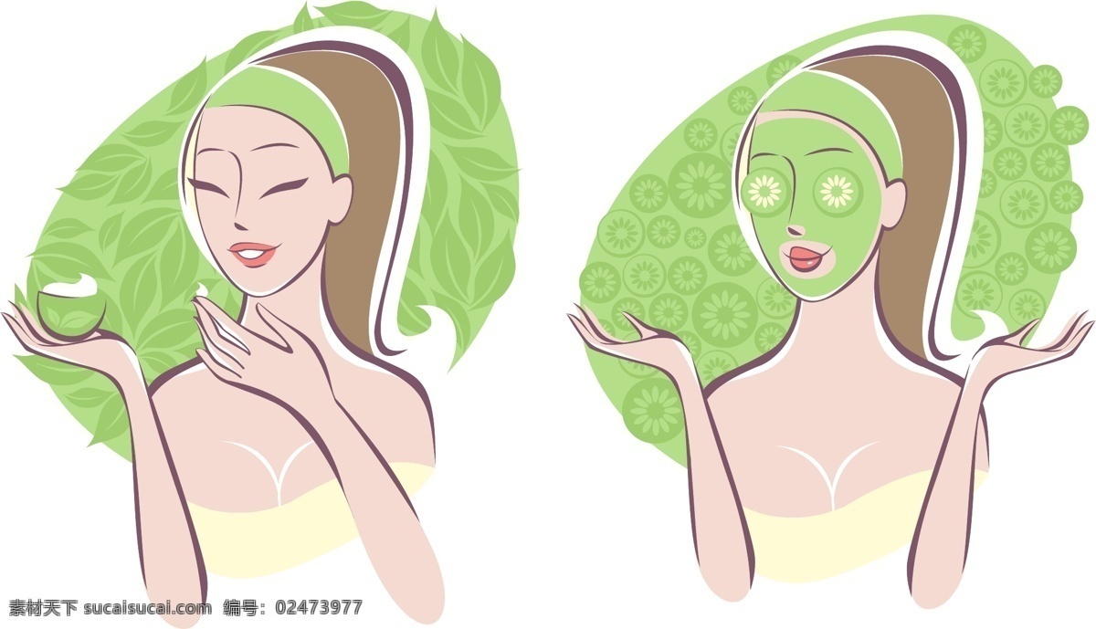 做美容的美女 人物 美容 美女 面膜 白色