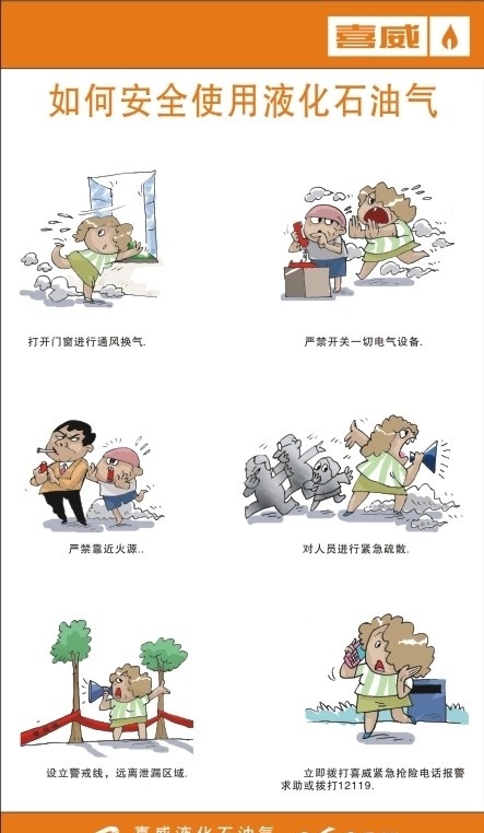 安全 使用 燃气 宣传 知识 石油气 宣传知识 消防 煤气瓶 漫画宣传画 卡通人物 公司 安 宣传海报 安全使用燃气 矢量