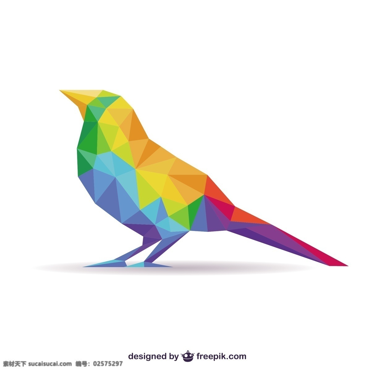 多边形鸟 几何 动物 多彩 多边形 有色 图标 高清 源文件
