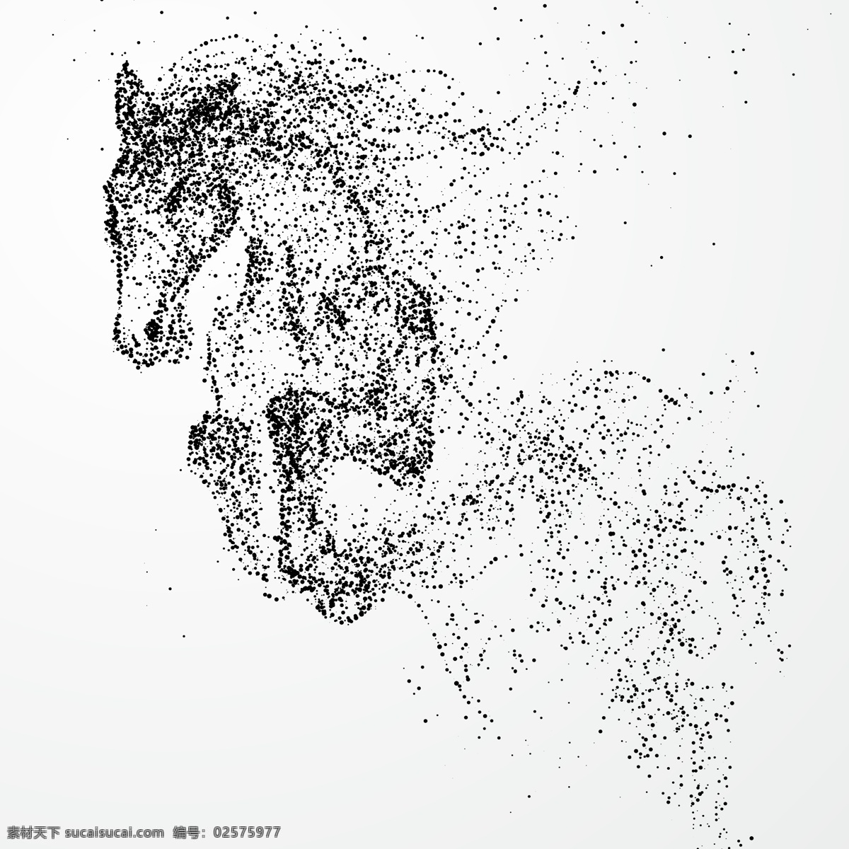 黑白 抽象 波 点画 不一样的画 奔跑 马 飞奔 波点画 艺术画 波点 黑白抽象 梦幻小圆点 矢量图 圆点 抽像图 别致 特殊 曲面 动态 乱花纹 元素 现代概念 失量素材