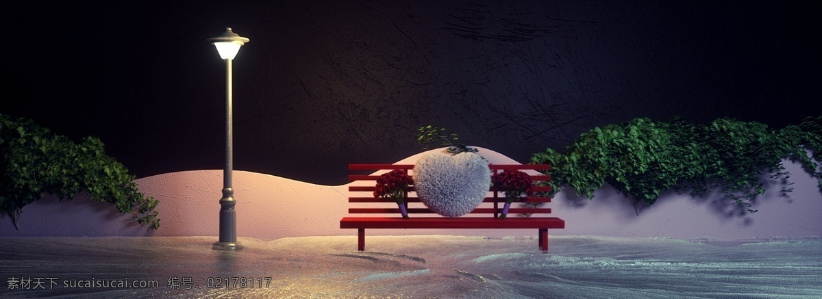 浪漫 情人节 电商 主题 banner 214 温暖 love 爱 3d 建模 c4d