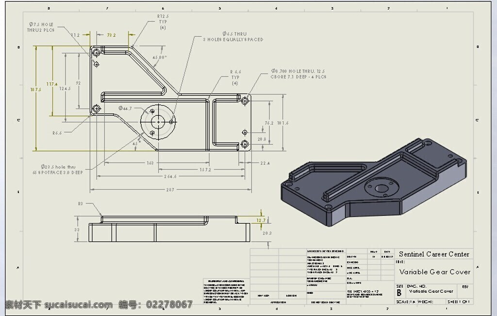 变量 齿轮 盖 slddrw 3d模型素材 其他3d模型