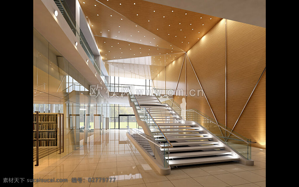 暖色 室内 商业空间 模型 模型素材 3d模型 3d渲染 效果图 商业 楼梯
