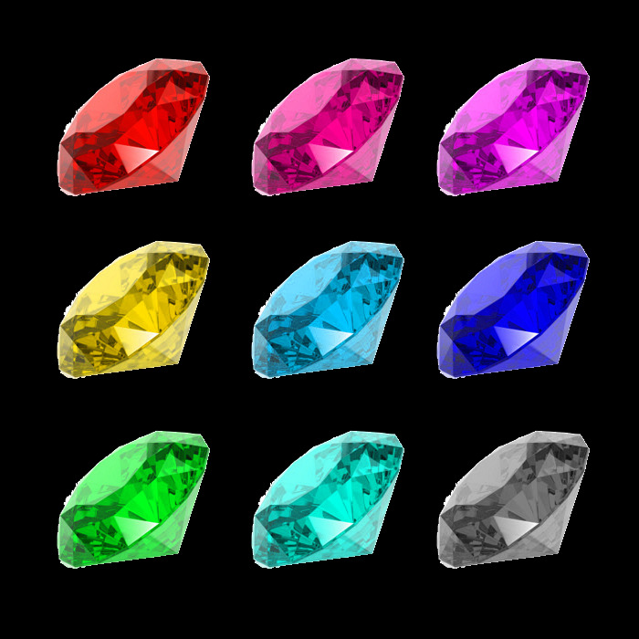 组 彩色 钻石 设计素材 彩钻 首饰 珠宝 装饰 png素材 平面 奢华 精美 炫酷