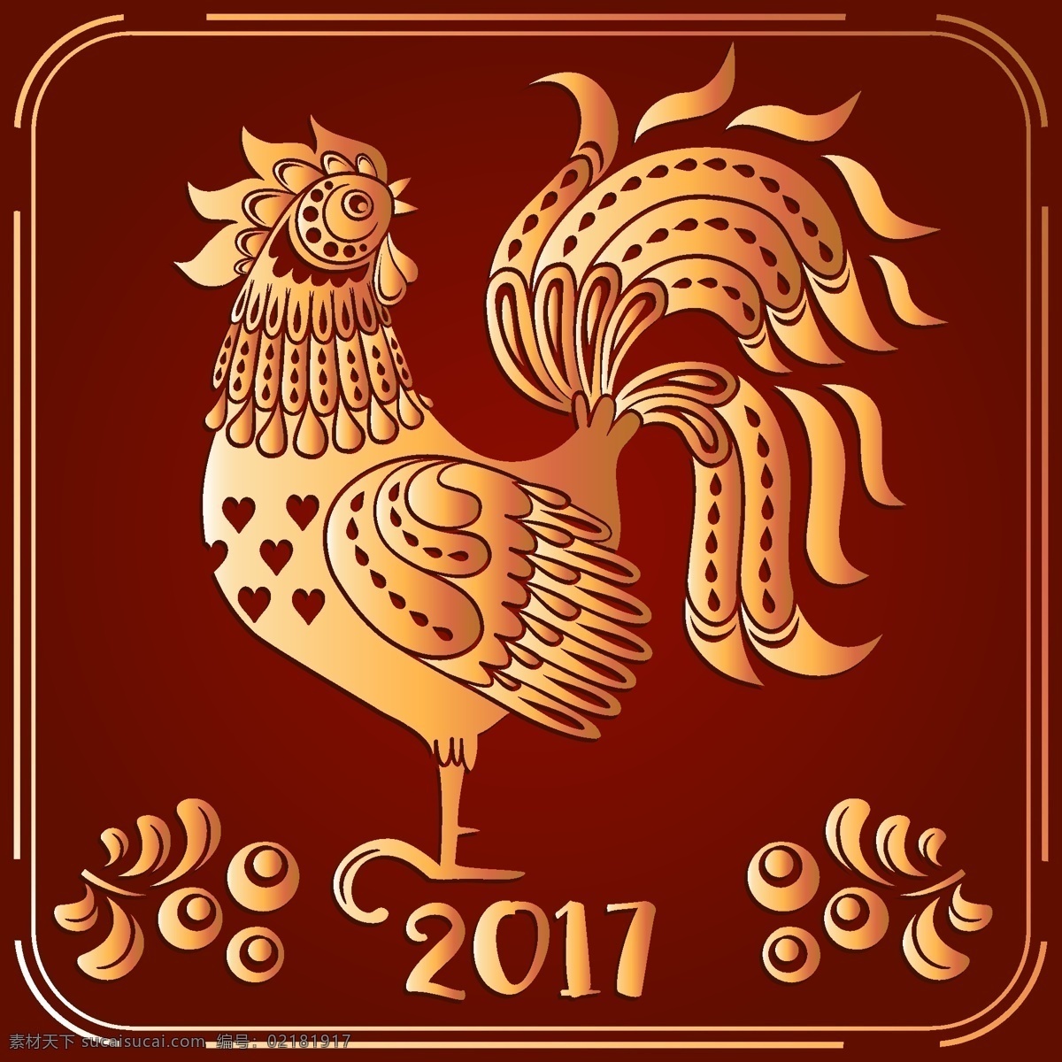 中国 新年 背景 新年背景 鸡年 公鸡