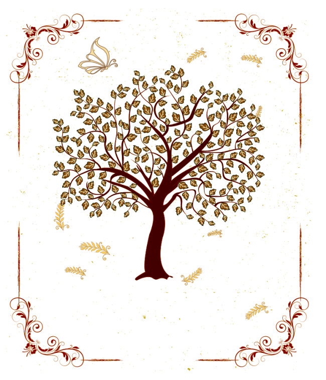 树免费下载 边框 秋天树 时尚 英伦 咖啡树 矢量图 花纹花边
