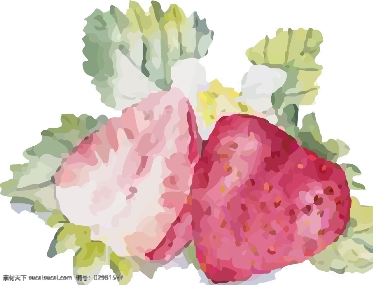 原创 手绘 彩绘 草莓 插画 水果 美味 自然 健康