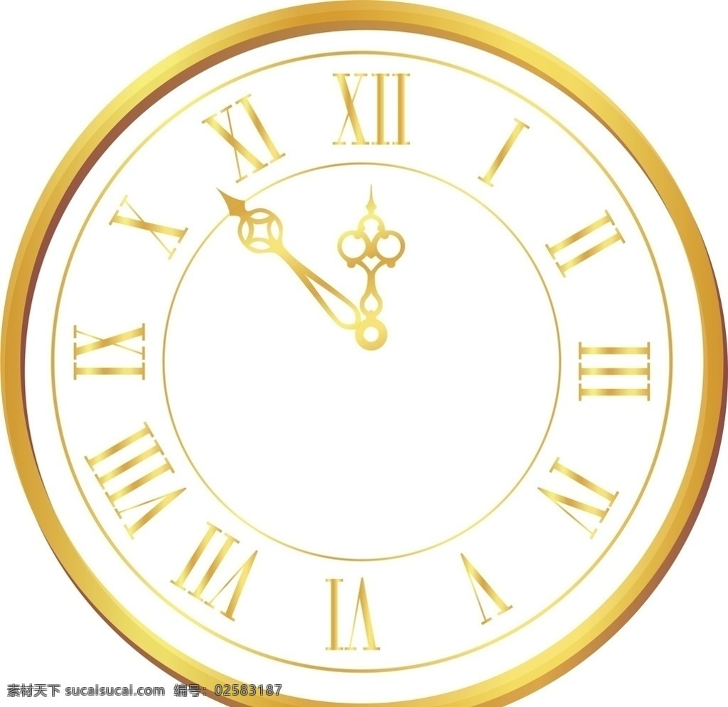 金色时钟 矢量 手绘 时间 手表